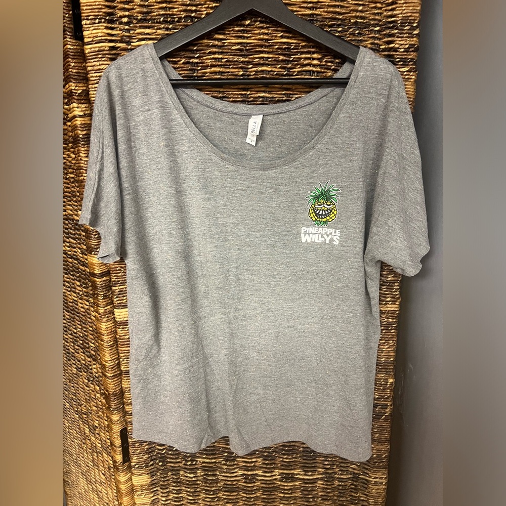 Pineapple Willy’s Womens Medium Scoop Neck Oversized Shirt, Grey